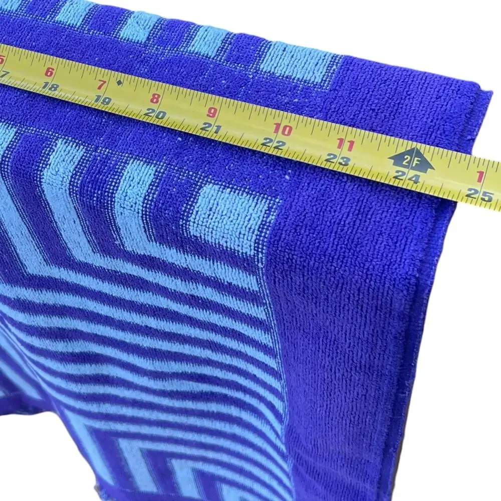 Vintage 1970s Yves Saint Laurent YSL Fieldcrest Purple Gray Geometric Bath Towel
